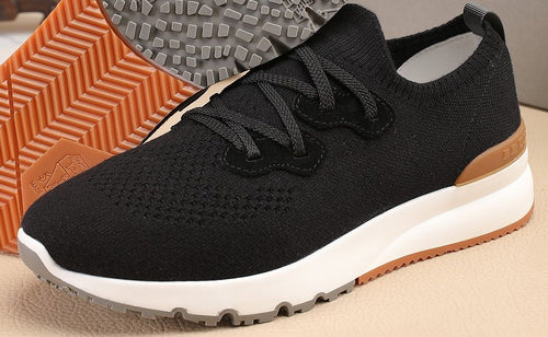 Brunello Cucinelli Black Knit Sneakers — hero