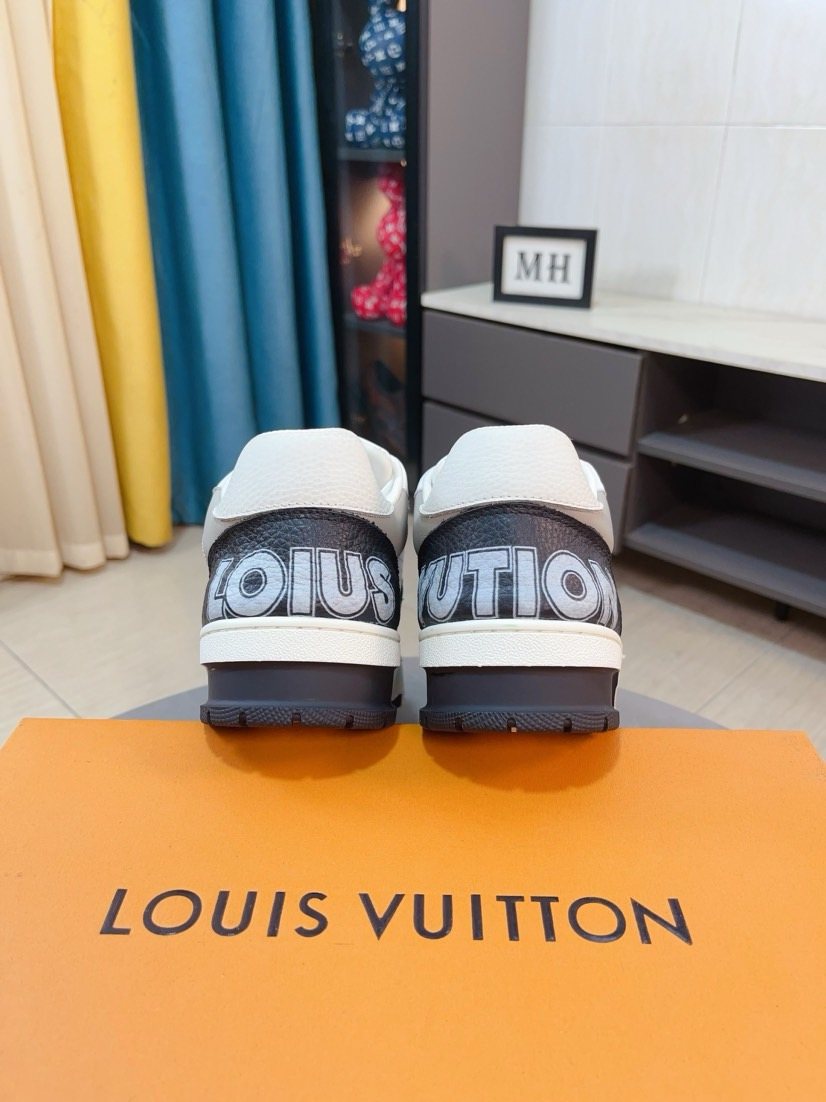 Louis Vuitton Black and White Low-Top Sneakers — back