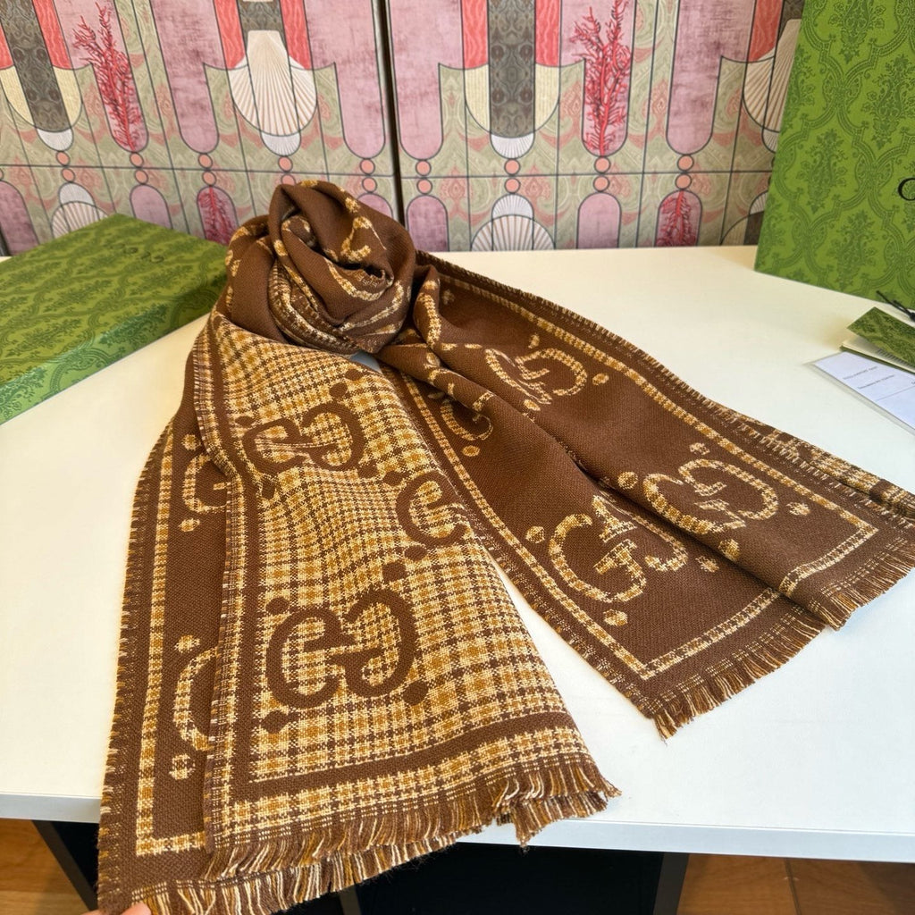 Gucci Fringed Monogram-Style Scarf — front