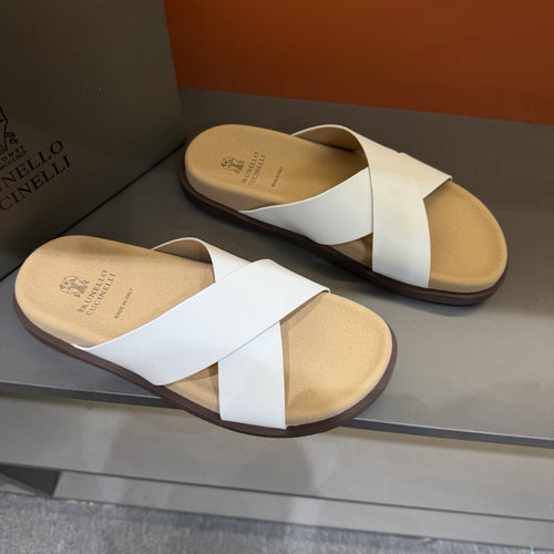 Brunello Cucinelli Cross-Strap Slide Sandals — hero