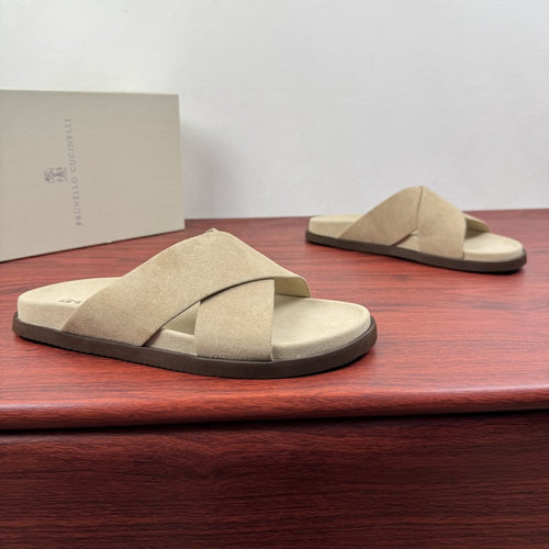 Brunello Cucinelli Cross-Strap Slide Sandals — hero
