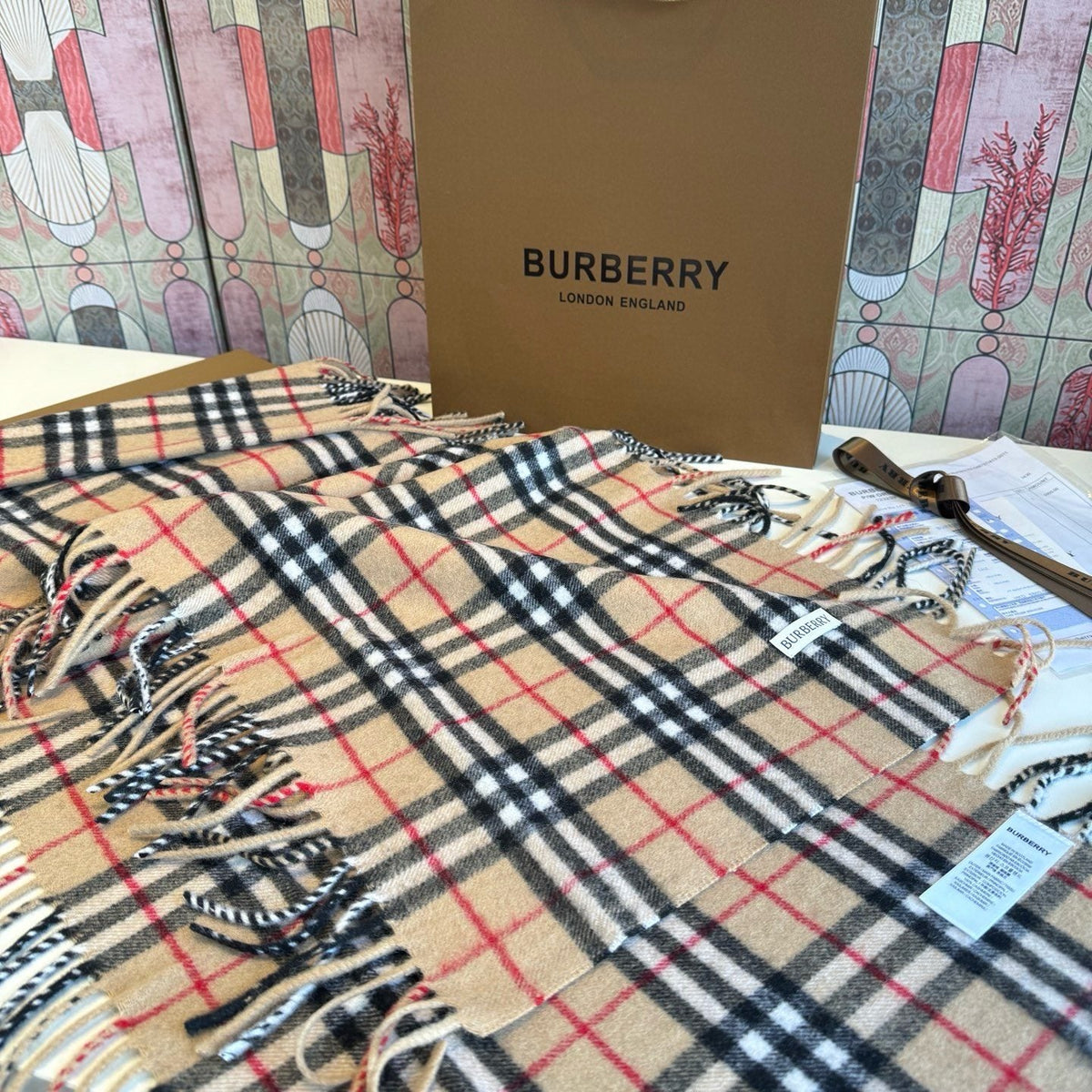 Burberry Plaid Fringe Scarf — front