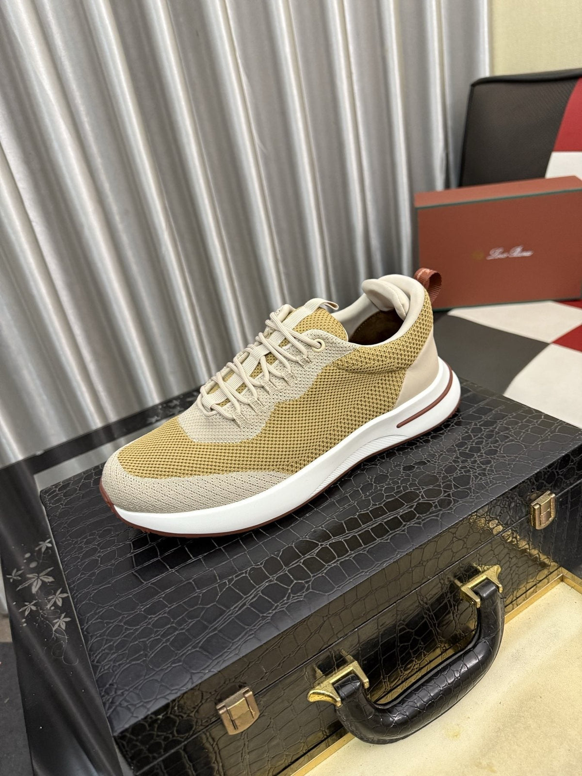 Knit Lace-Up Sneakers — front