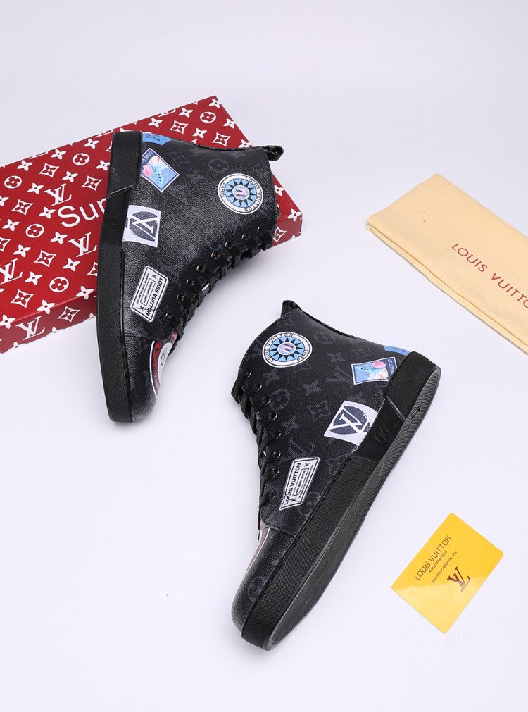 Louis Vuitton Graphic Patch High-Top Sneakers — side