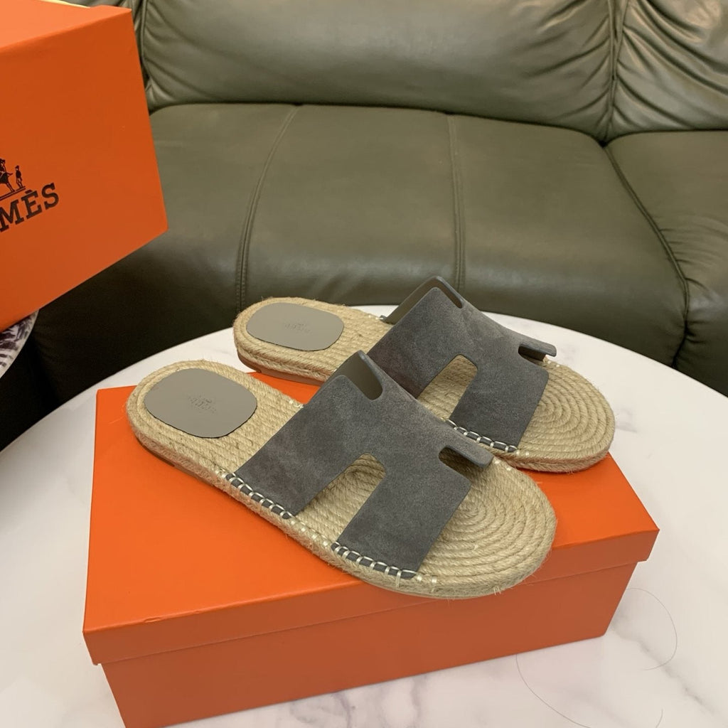 Hermès H-Cut Braided Slide Sandals — front
