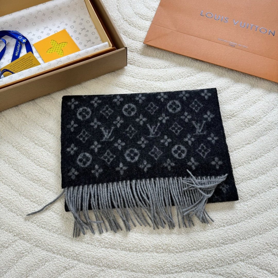 Louis Vuitton Reversible Monogram Fringed Scarf — side