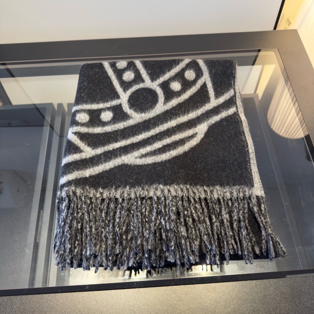 Vivienne Westwood Orb Motif Fringed Scarf — front