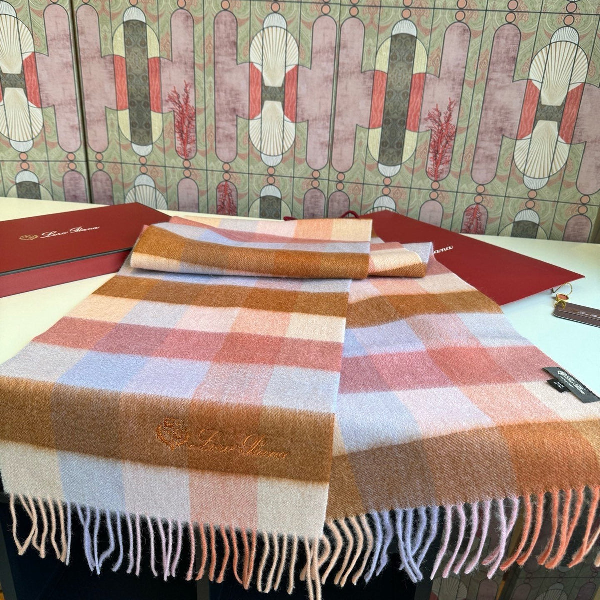 Loro Piana Plaid Fringe Scarf — front